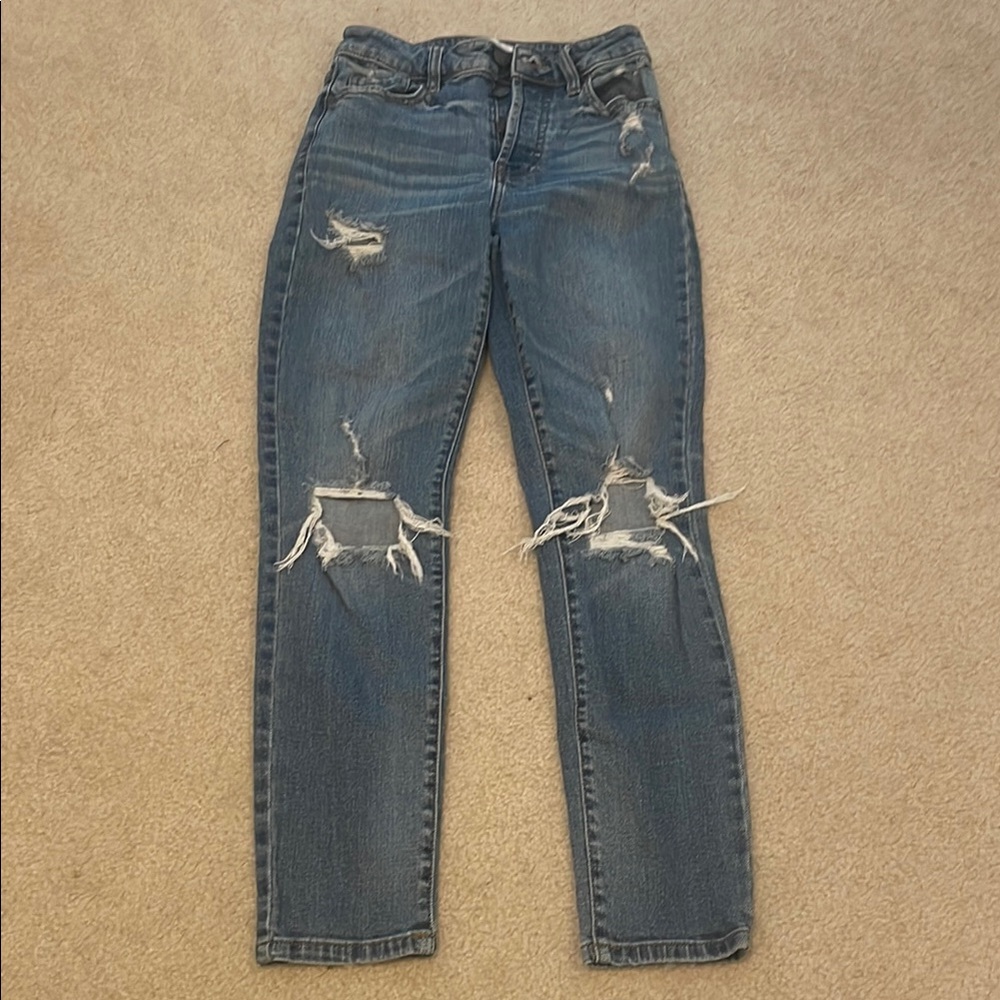 Oasis Straight Leg Blue Distressed Denim